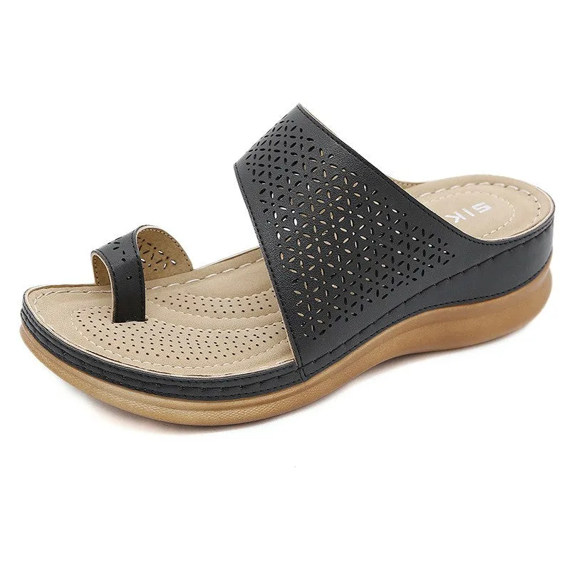 SIKETU | Wedge Flip Flop Sandals With Petal Hollow