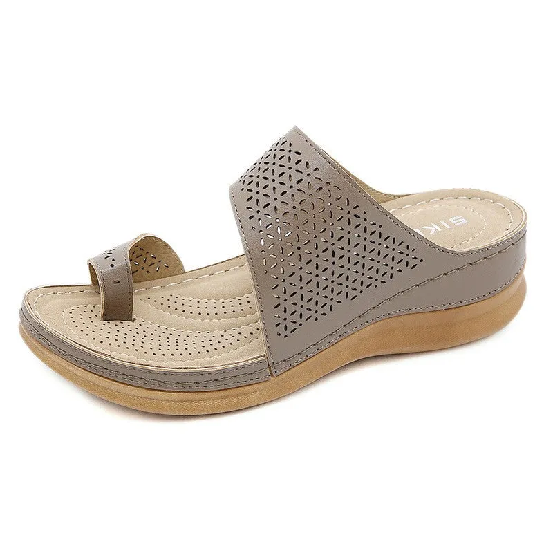 SIKETU | Wedge Flip Flop Sandals With Petal Hollow