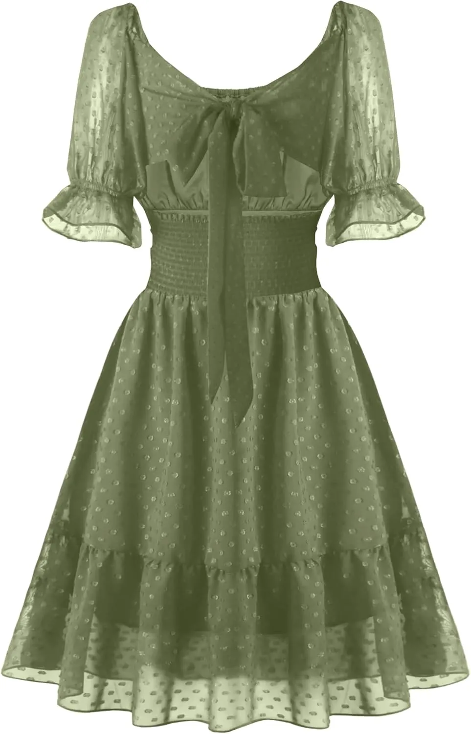 tagunop Women's Summer Casual Dress Smocked Square Neck Mini Dresses Ruffle Short Sleeve Sundress