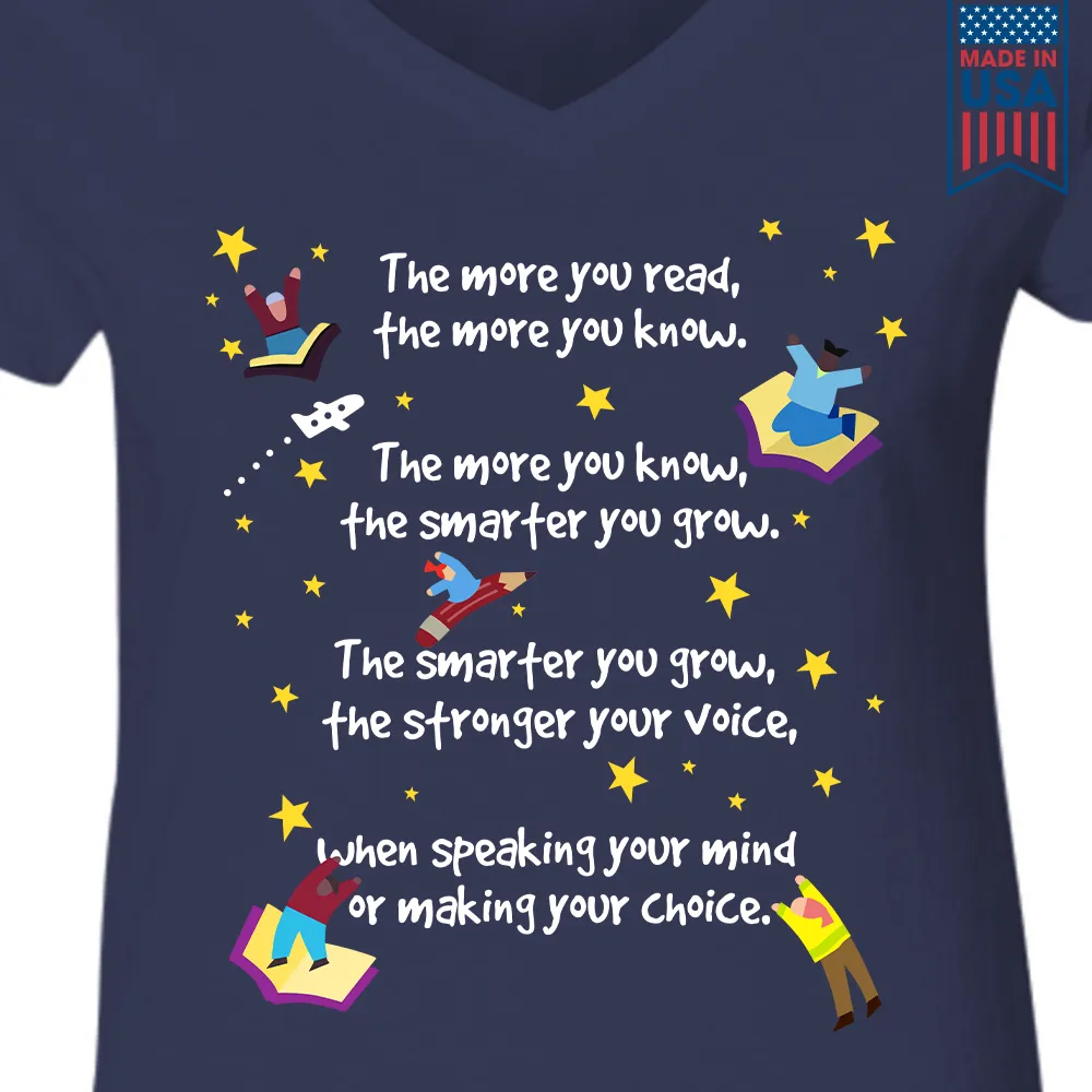 The More You Read The More You Know Book Lovers Gift Women's V-neck T-shirt TSVB356