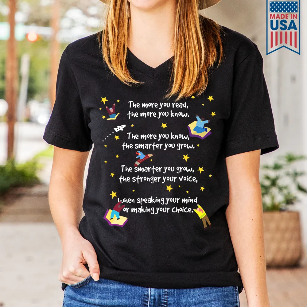 The More You Read The More You Know Book Lovers Gift Women's V-neck T-shirt TSVB356