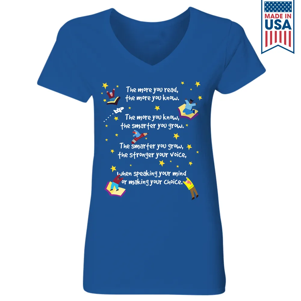 The More You Read The More You Know Book Lovers Gift Women's V-neck T-shirt TSVB356