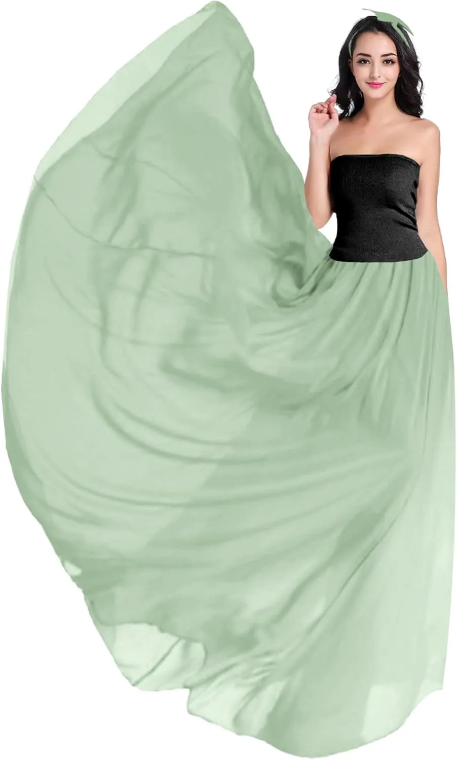 v28 Women Full/Ankle Length Elastic Pleated Retro Maxi Chiffon Long Skirt