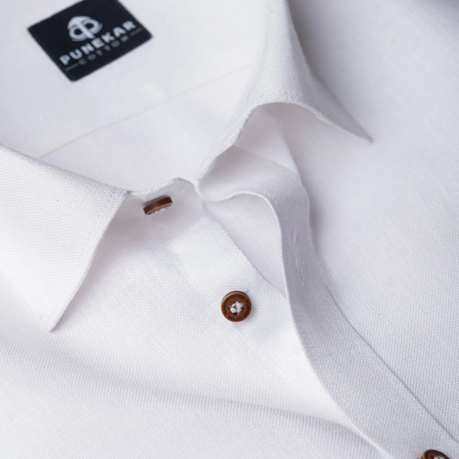 White Color Blended Linen Shirt For Men's
