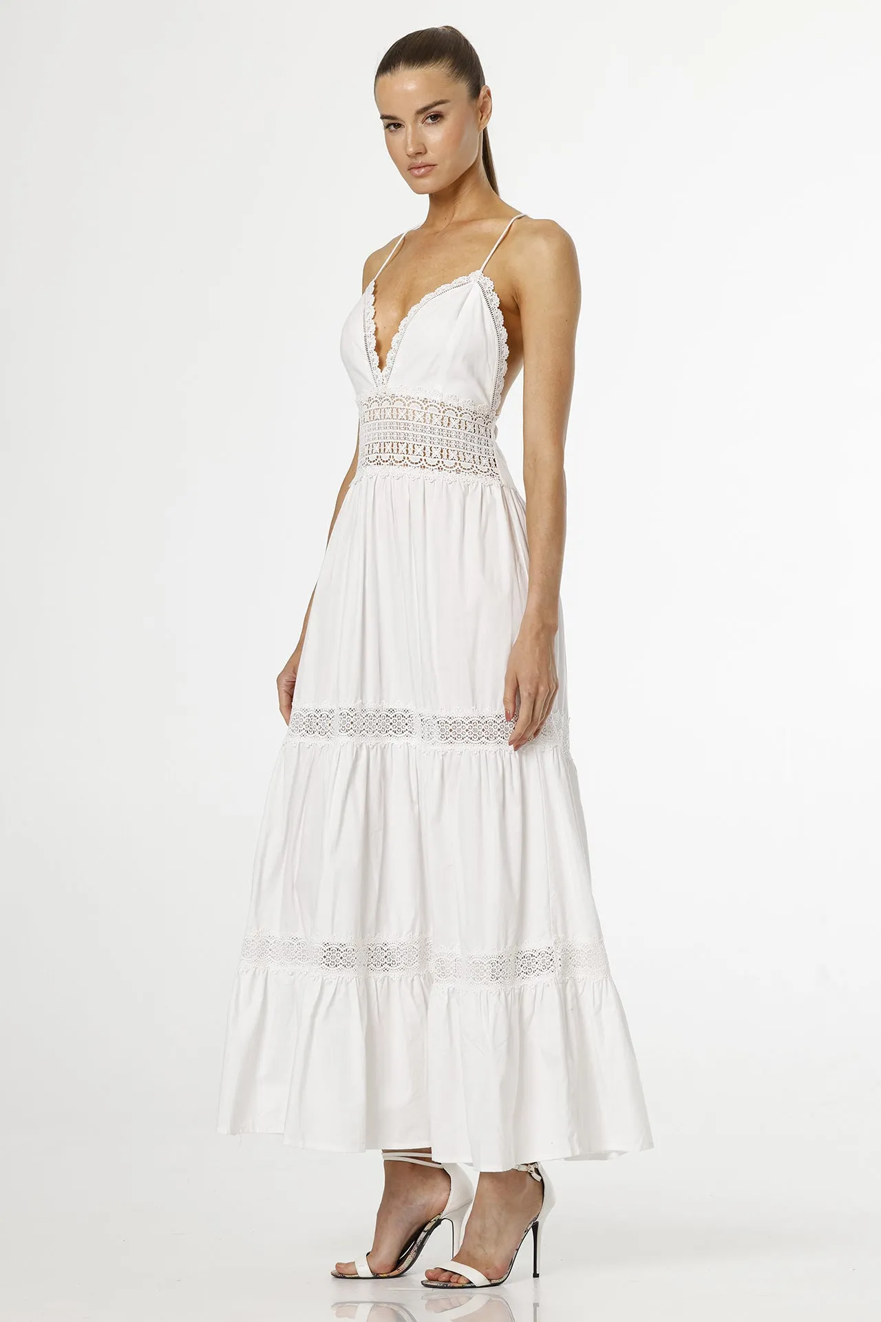 White Cotton Long Dress
