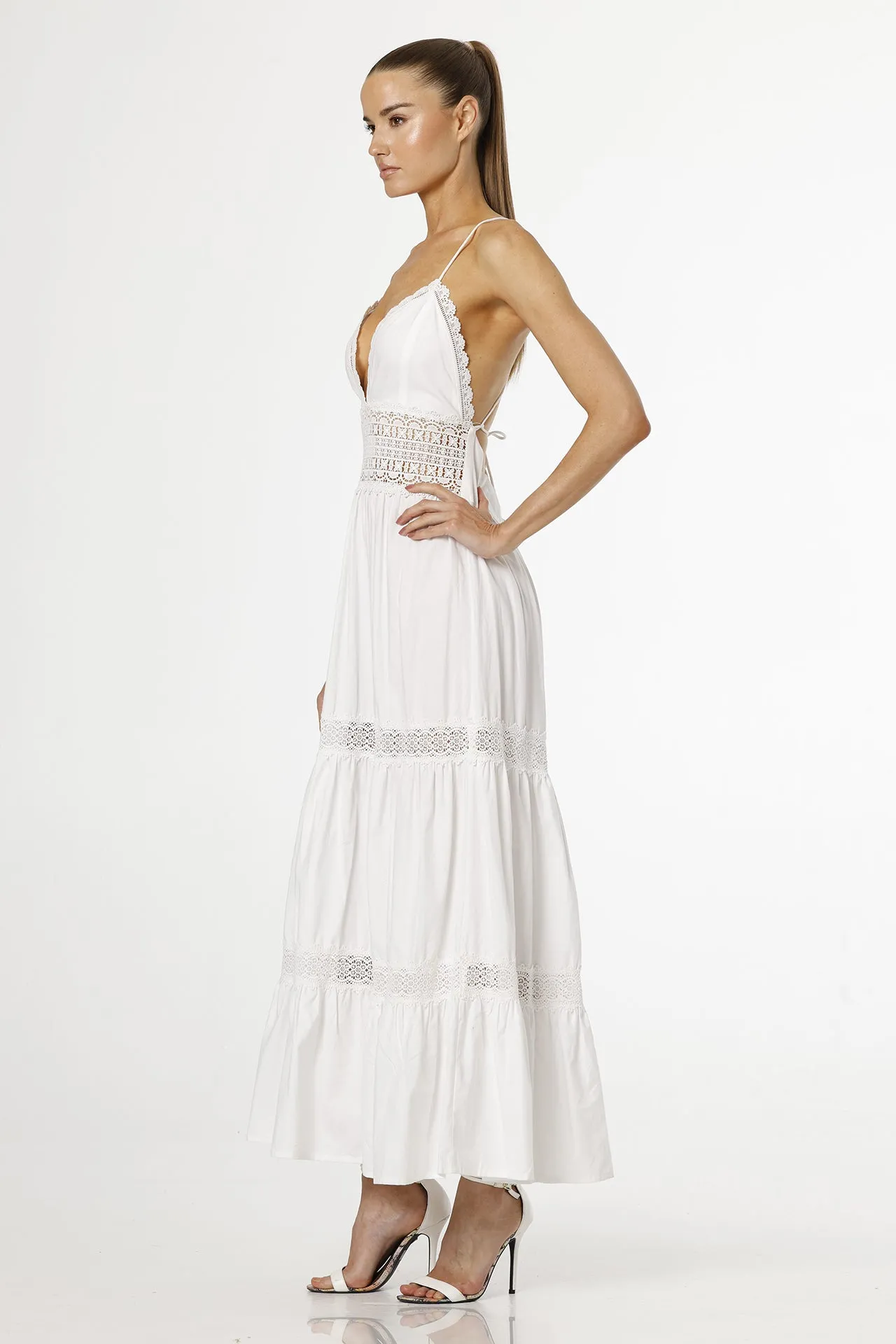 White Cotton Long Dress