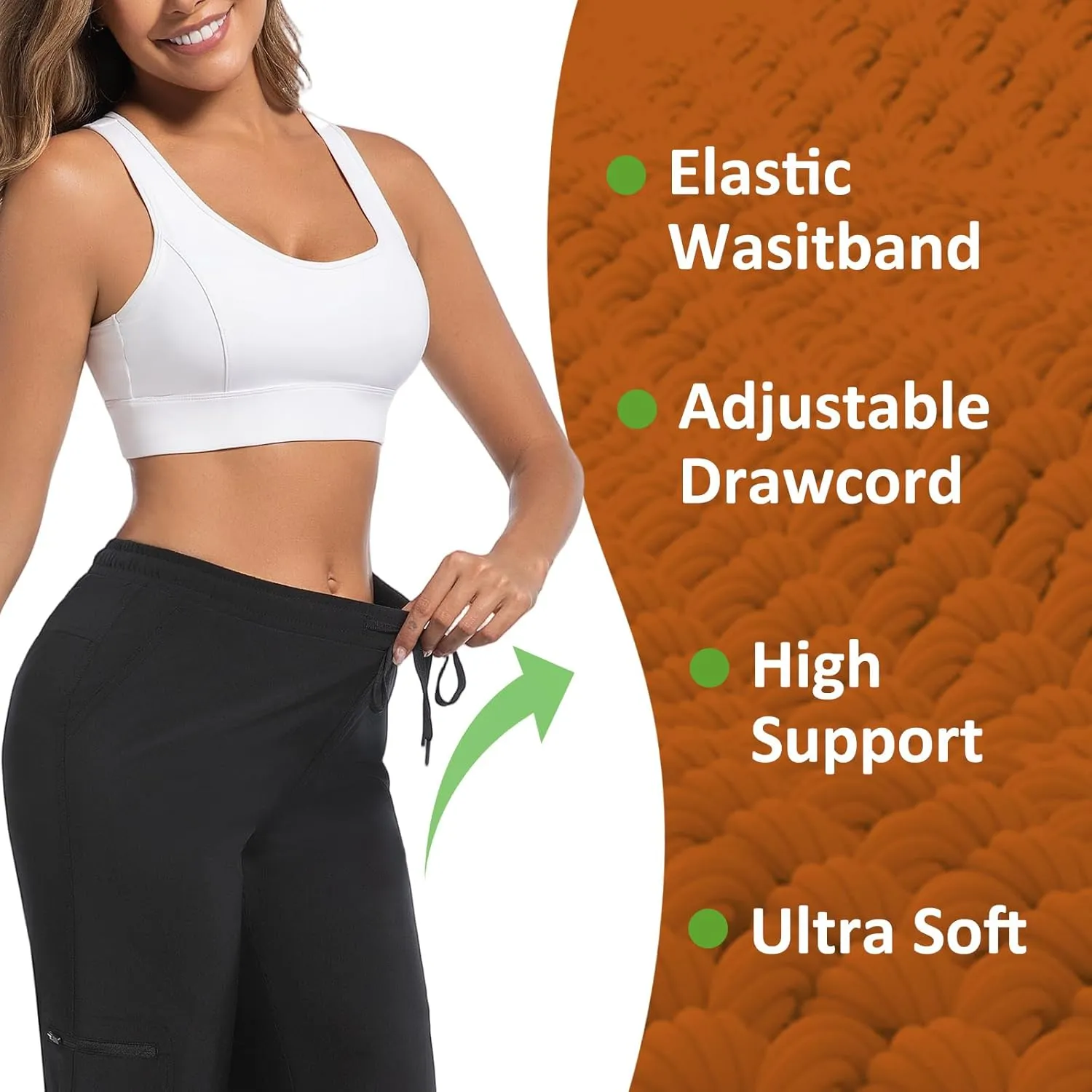 Women Cargo Pants, Lightweight Summer Hiking Travel Pants with Pockets, Stretch Breathable Outdoor Casual Capri