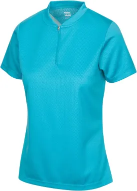 Womens Golf Polo with Zipper - Short Sleeve and Collarless Golf Shirts for Women - UV Protection, Dry Fit, and 4 Way Stretch