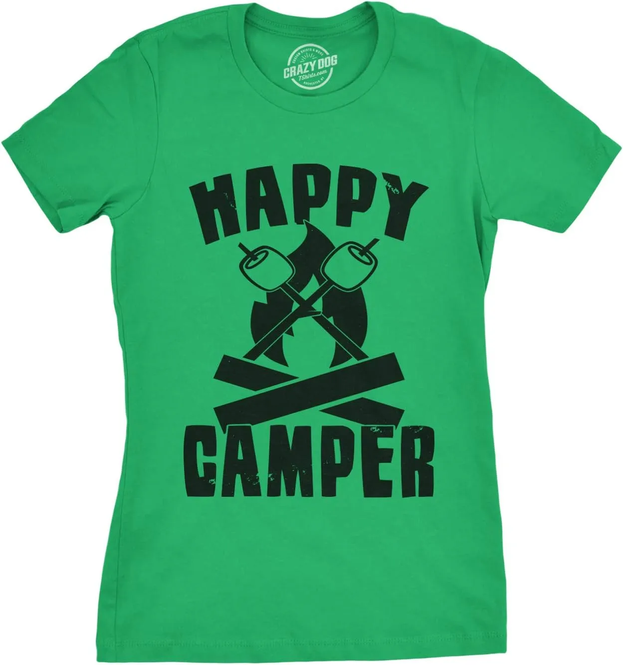 Womens Happy Camper Shirt Funny Camping Hiking Cool Vintage Graphic Tees Retro