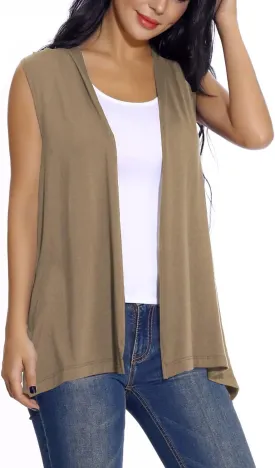 Women's Sleeveless Open Front Cardigan Vest Lightweight Cool Coat