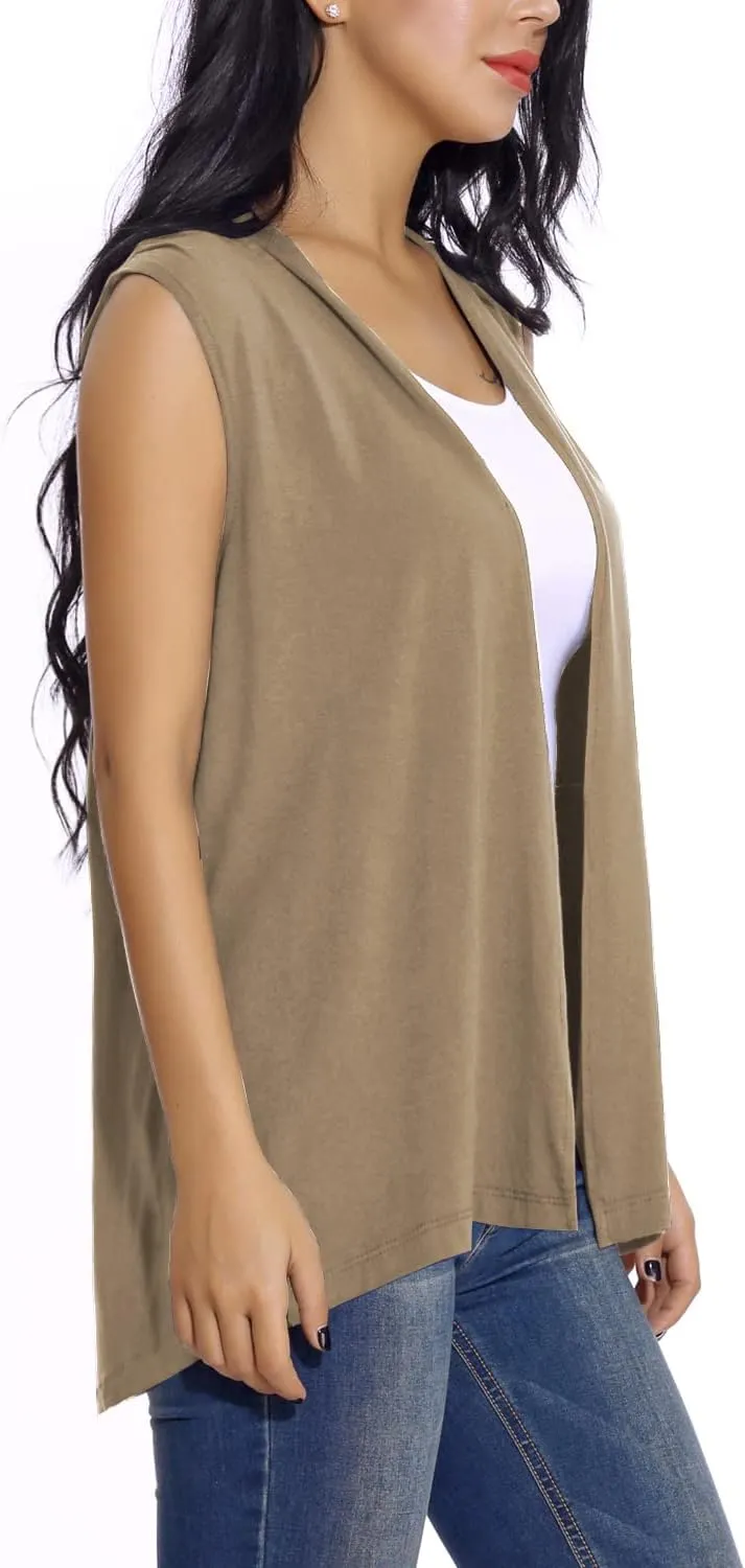 Women's Sleeveless Open Front Cardigan Vest Lightweight Cool Coat