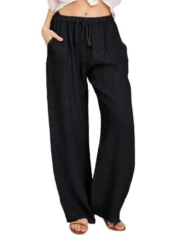 Women's Solid Color Linen Blend Pants
