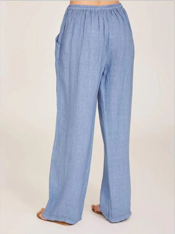 Women's Solid Color Linen Blend Pants