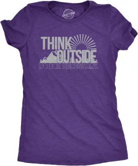 Womens Think Outside No Box Necessary Funny Cool Camping Graphic Funny T Shirt