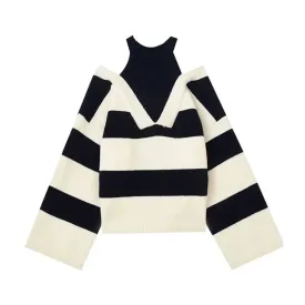 Yria Striped Off The Shoulder Knit Top