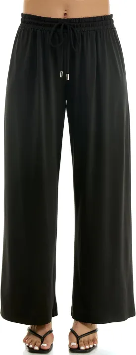 Zac & Rachel Women's Wide Leg Pull on Dty Knit Pant with Elastic Waist and Self Adjustable Tie Belt