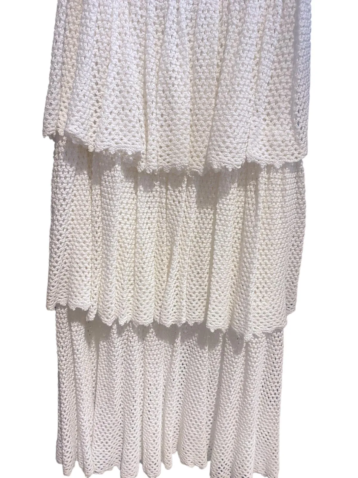 Zimmermann Jude Tiered Midi Skirt | Cream/White, High Waist, Crochet, Ladders